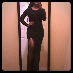 Bisou Bisou Black Maxi Dress with Thigh Split